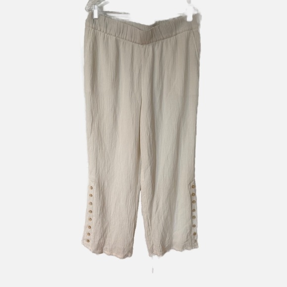 SOFT SURROUNDING WHITE  BUTTON UP SIDE HEM DETAIL PANTS PXL - Picture 1 of 8